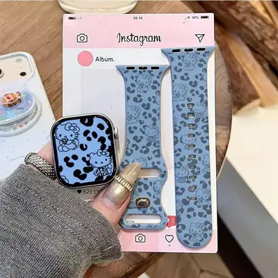 Leopard Print Cartoon Silicone Apple Watch Band, Compatible with Series 7/8/9/10/11 and SE - 7