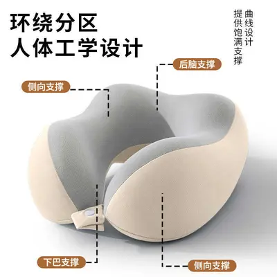 Memory foam U-shaped travel pillow with dual-peak neck support
