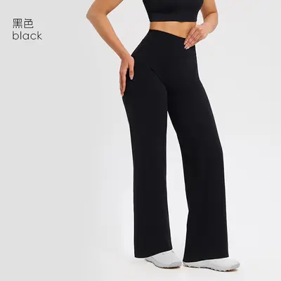 Damen-Yogahose, lang, hohe Taille, gerades Bein, locker geschnitten - 11