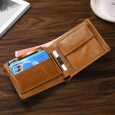 Retro Hakiki Deri Erkek Cüzdan, RFID Korumalı, Çok Bölmeli - 3