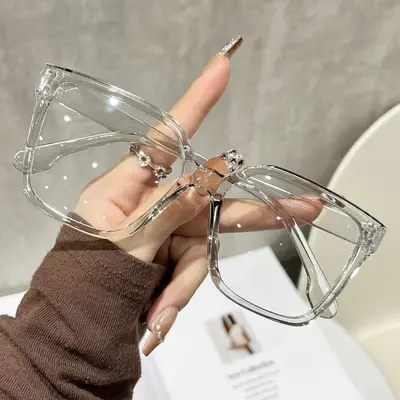 Große Retro-Brille für Herren und Damen, Fensterglas
