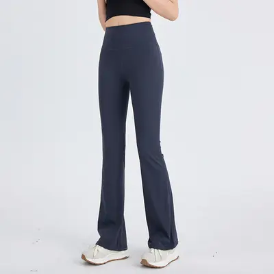 Kadın yoga pantolonu yüksek bel ispanyol paça, karın kontrollü, dar kesim spor fitness pan - 13
