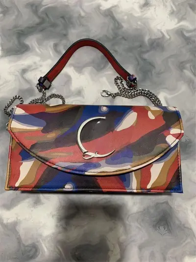 Genuine Leather Underarm Shoulder Bag with Small Square Chain - 8