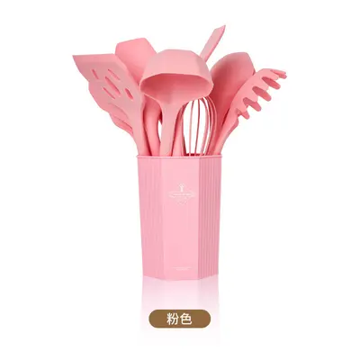 12-piece silicone kitchen utensil set with wooden handles, birchwood handle silicone kitchen tools, shovel spoon scraper spatula, cross-border silicone kitchen utensils - 8