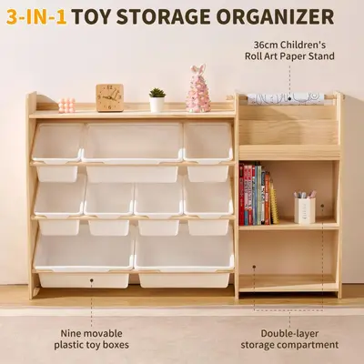 New Solid Wood Toy Rack Montessori Kindergarten Toy Storage Shelf Multi-layer Children's Bookshelf Toy Organizer Rack