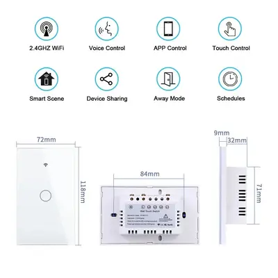 Graffiti WiFi Smart Switch Single Fire Neutral Universal 120 Type US/AU/Brazil Standard APP Timer Switch