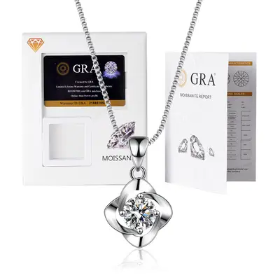Moissanit-Anhänger-Halskette S925 Sterlingsilber rhodiniert - 12