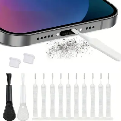 USB-Staubschutzstöpsel für Type-C Anschluss, Silikon-Schutzstöpsel für Smartphone-Ladeanschluss mit Reinigungsset - 8