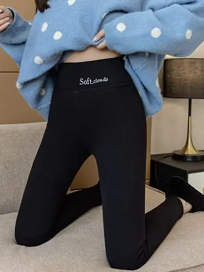 亚马逊欧美高腰加绒瑜伽裤女冬季保暖显瘦收腹提臀弹力运动打底裤