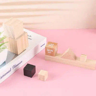 DIY Square Small Solid Pine Wood Building Blocks