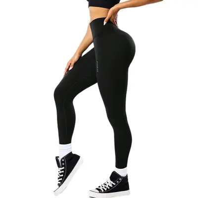 Women's Tummy Control Peach Butt Running Leggings, V-Waist, Quick-Dry