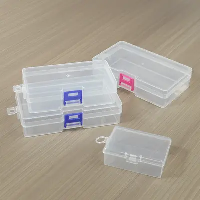 Rechteckige Lagerkiste mit Verschluss, transparente Kunststoff-Leerbox mit Deckel, Stiftbox, PP-Box, Komponentenbox, Verpackungs- und Organisierungsbox