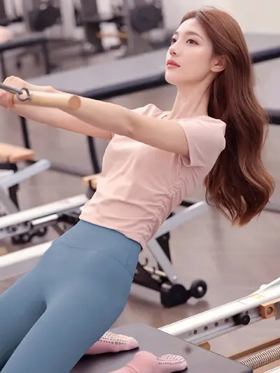 Kadınlar için Yoga giyim üstleri, yeni stil, güzel dopamin profesyonel Pilates eğitimi kısa kollu tişört spor spor kıyafeti - 6