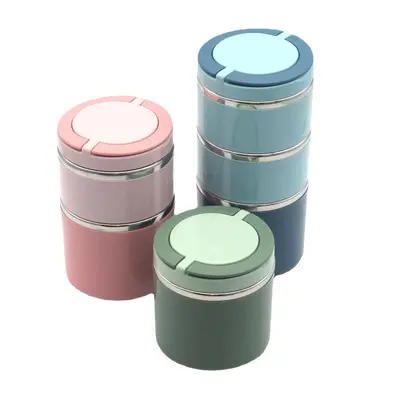 Stainless Steel Lunch Box, Single, Double and Triple Layer, Sealed, Double Handles