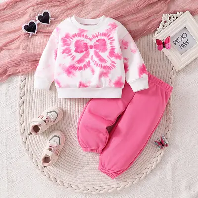 Babyset 2026 zweiteilig, Sweatshirt mit Schleife und Bündchenhose