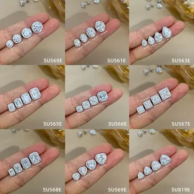 1-3 karat yumurta kesim moissanit küpe, S925 gümüş, kadın