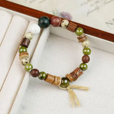 Jingdezhen Ceramic Bead Buddha-Style Bracelet, Versatile