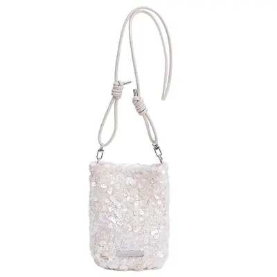 Women's Sequin Single-Shoulder Bag, Textured, Korean Style - 5