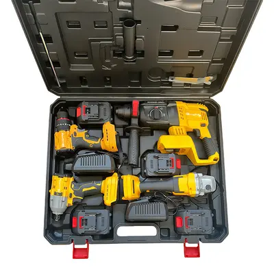 电动工具套装电钻扳手电锤角磨机电动工具四件套锂电电动工具套装