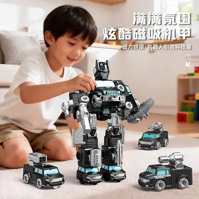 Magnetic Assembly Transforming Robot Construction Vehicle Toy - 4