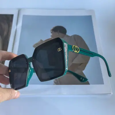 Women's Large Square Frame Sunglasses with UV Protection - 6