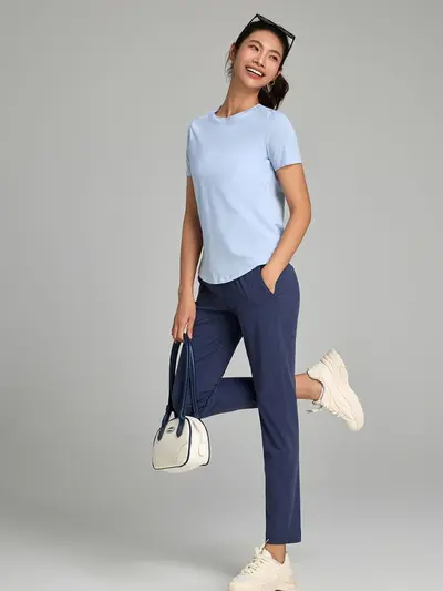 Yuantu Yazlık İnce Kadın Yoga Tişörtü Nefes Alabilen