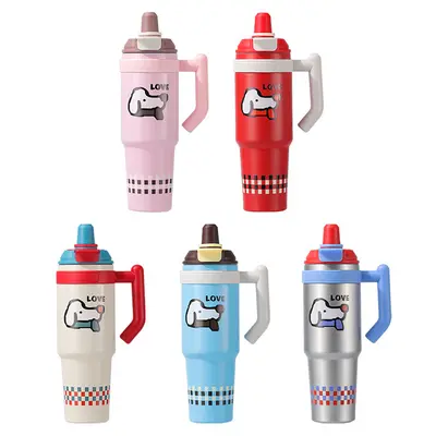 316 Paslanmaz Çelik Pipetli Buz Bardağı Saplı Termos 900ml - 6