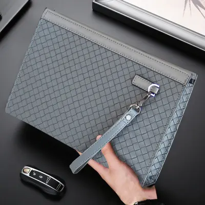Men's Retro Plaid Clutch with Multiple Compartments for Phone and Documents - 8
