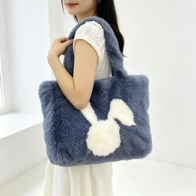 Peluş Kadın Tote Çanta, Büyük Hacimli, Özel Ölçü ve Renk Seçeneği - 11