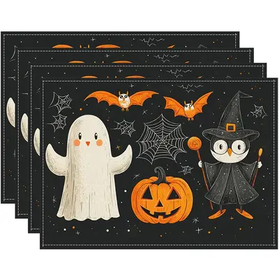 Halloween Ghost Linen Placemat, Waterproof for Restaurant Table - 8