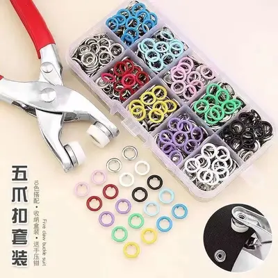 Druckknopf-Set ohne Nähen, bunt, mit Werkzeug