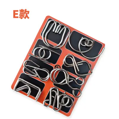 Metall-Lernspielzeug, Knobelpuzzle, 8-teiliges Ring-Set - 12