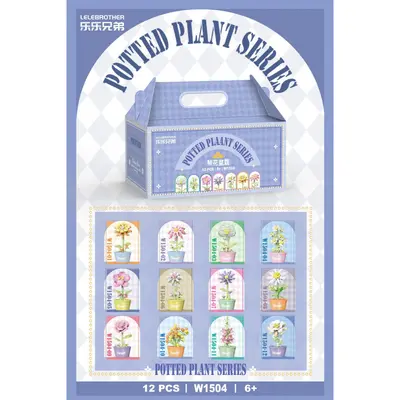 Potted Succulent Everlasting Flower Bouquet Building Block Set, Rose Girl Series - 8
