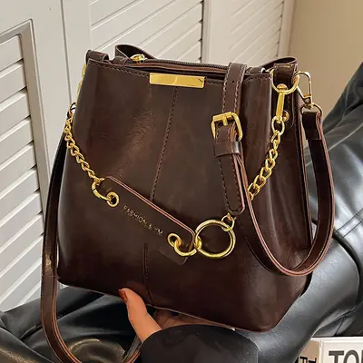 Women's Retro Bucket Bag, Autumn Winter Style, Single Shoulder Crossbody - 9
