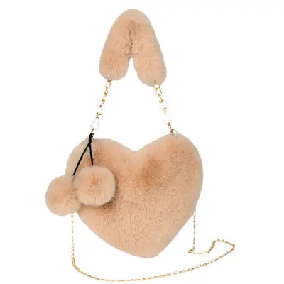 Heart-Shaped Women's Crossbody Bag, Rabbit Plush, Large Capacity - 6