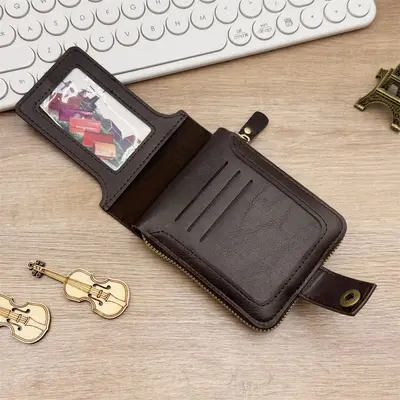Luxury Retro Zipper Men's Wallet with Coin Compartment - 4