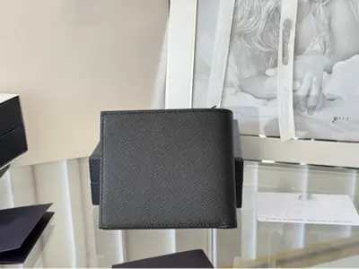 Erkek hakiki deri katlanır cüzdan, sığır derisi, çapraz desenli - 3