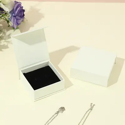 In stock, jewelry box with magnetic lid and gold printed paper packaging, wholesale for rings, necklaces, bracelets and accessories. - 11