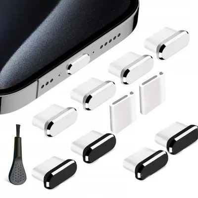 手机防尘塞套装USB C口 防尘塞带刷子防尘清洁套装手机型号通用