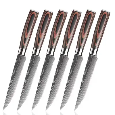 Steak bıçağı seti, 4CR13 çelik, damask desen, 2 parça - 12