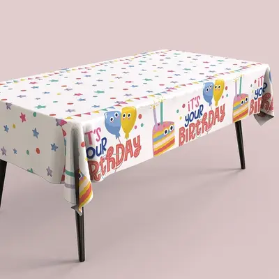 Einweg-Geburtstagstischdecke, Kuchen- und Dessert-Motiv, Kinderparty