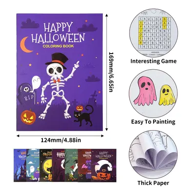 Children's Coloring Book Set, 8 Books, Halloween Theme - 4