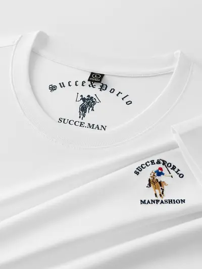 Herren-T-Shirt aus Baumwolle, Rundhals, kurzarm, mit Stickerei