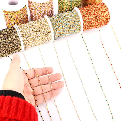 Edelstahl-Tropfölkette mit bunten Emaille-Perlen für DIY