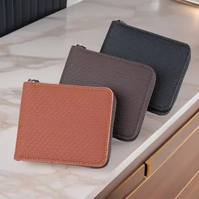 Men's Short Wallet, Multiple Card Slots, Large Capacity with Coin Pocket - 1