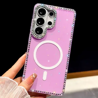 适用三星S26ultra手机壳N52高斯磁吸s25plus奢华闪钻爱心S24跨境 - 12