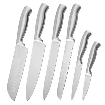 Edelstahl-Messerset 6-teilig mit Kochmesser und Santoku - 5