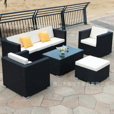 Skandinavisches wasserdichtes Rattan-Gartensofa-Set - 7