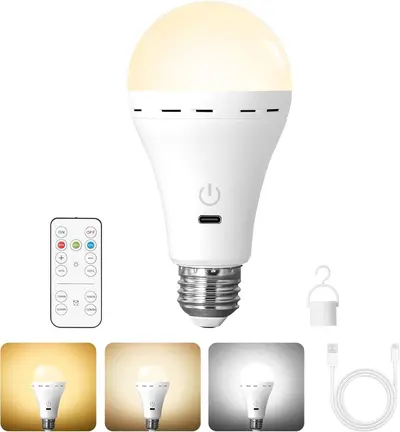 Sınır Ötesi Çok Satılan USB Şarjlı E27 E26 Ampul Üç Renkli RGB LED Ampul Uzaktan Kumanda Dokunmatik Anahtarlı Acil Lamba - 8