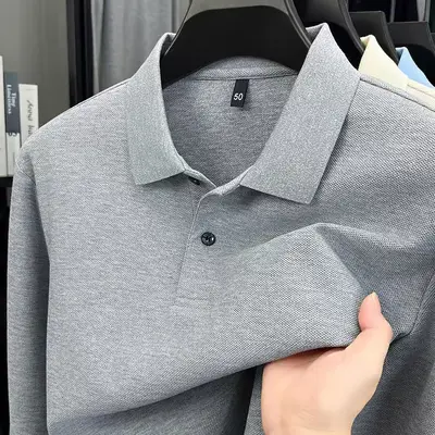 Herren-Langarm-Poloshirt aus 100% Baumwolle, besticktbar - 10